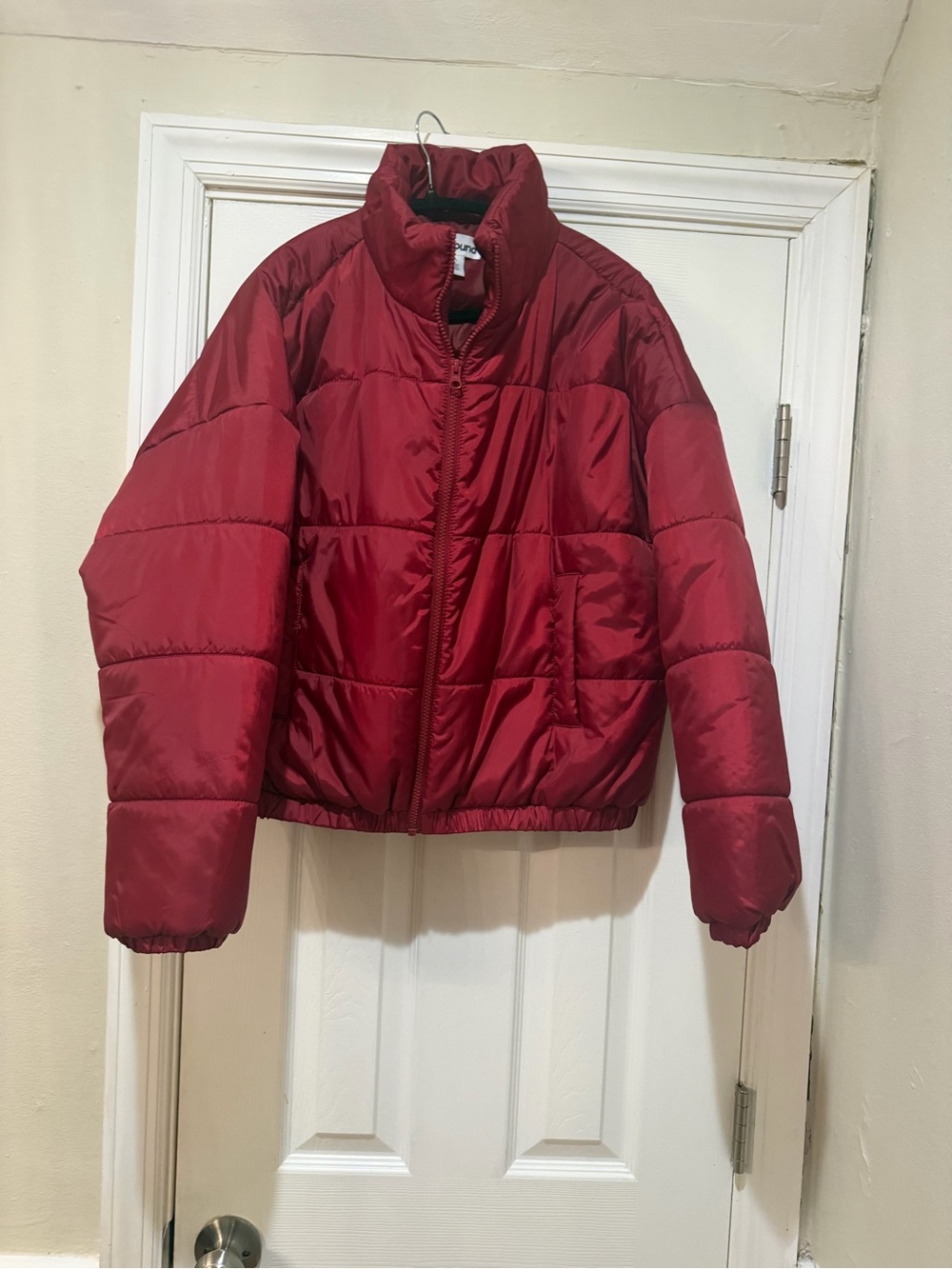 Abound Women's Red Quilted Puffer Jacket with High Neck